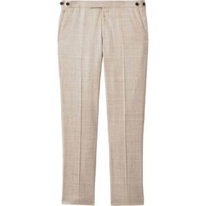 REISS BOXHILL Slim Fit Linen Blend Check Trousers